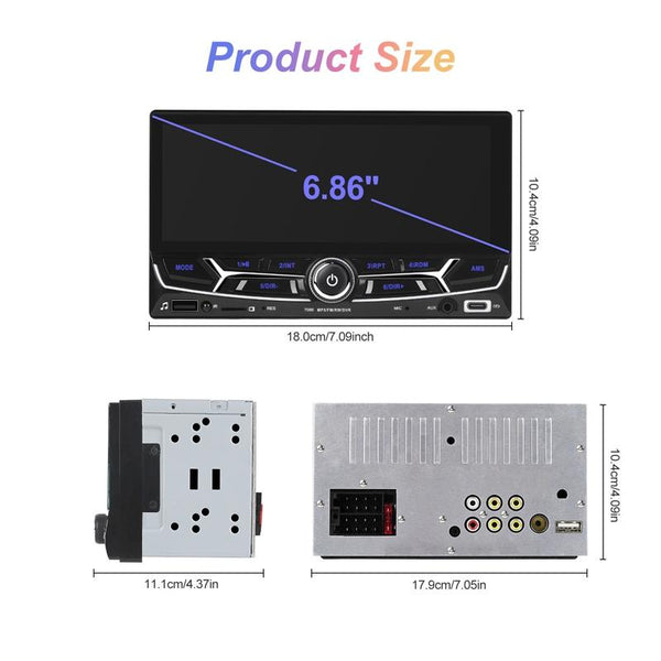6.86inch Dual Butt Button Knob Player MP5 With Backup Camera Function / Bluetooth / CarPlay(Standard)
