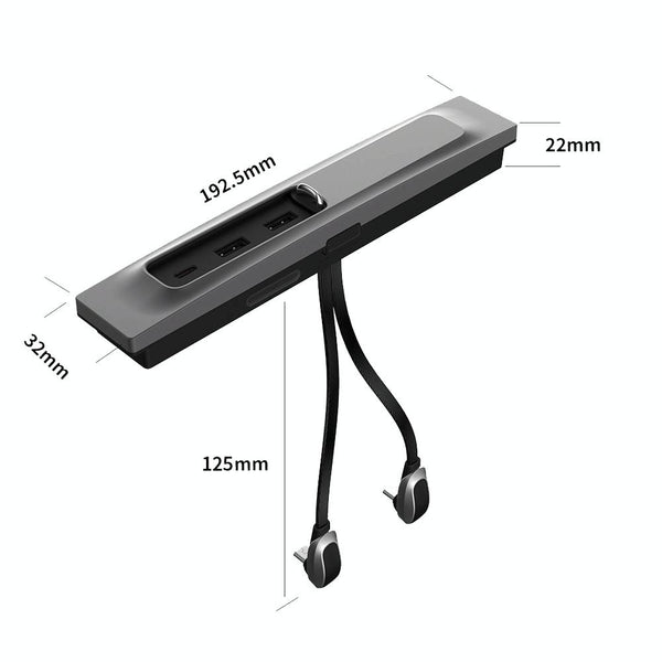 For Tesla Model 3/Y Car T09 Center Console 27W 3-in-1 USB Hub Docking Station(Gray Black)