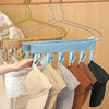 Multi Clip Portable Fabric Clothes Hanger Multifunctional Folding Fabric Clothes Clip Hangers, Color: Blue
