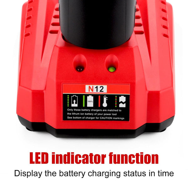 N12 For Milwaukee 10.8/12V Electric Tool Lithium Battery Fast Charger, Plug: UK