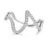 BSR314 Sterling Silver S925 Simple Geometric Wavy White Gold Plated Zircon Ring(No.7)