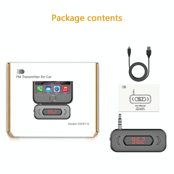 Doosl DSER116 Multifunctional Car FM Transmitter Wireless Music Receiver with 3.5mm Jack & LCD Display, Support Hands-free Call(Black)