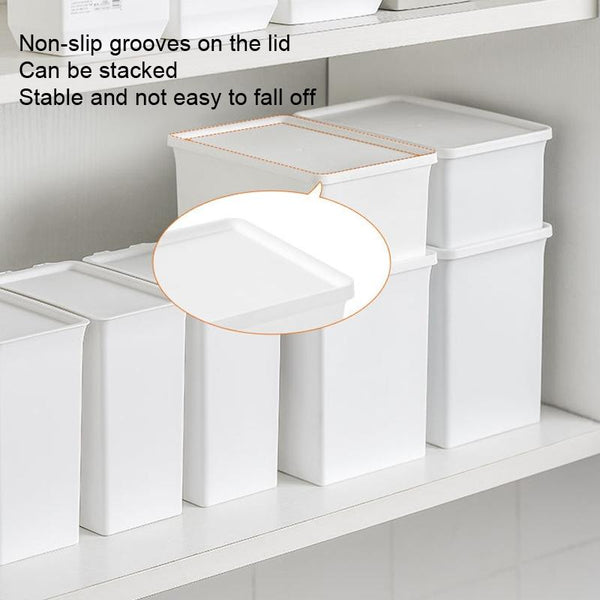 Moisture-proof and Dust-proof Washing Powder Storage Box With Label and Cover, Style: Short