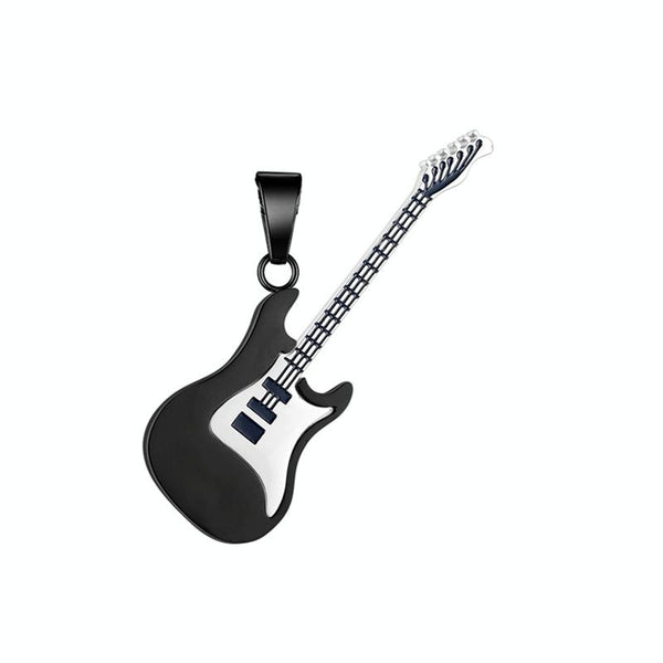OPK 1989 Personality Stainless Steel Guitar Pendant Titanium Steel Necklace, Color: Black Pendant