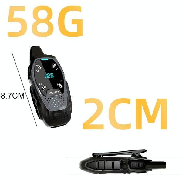 LED Display USB Charging Wireless Handheld Small Mini Walkie Talkie(Black)