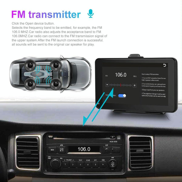 A3135 7 Inch HD Wired Smart Screen With Wireless CarPlay + Android Auto + Android With With 16G Memory Card