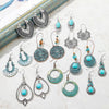 E1911-10 Turquoise Ethnic Style Earrings Temperament Simple Vintage Earrings