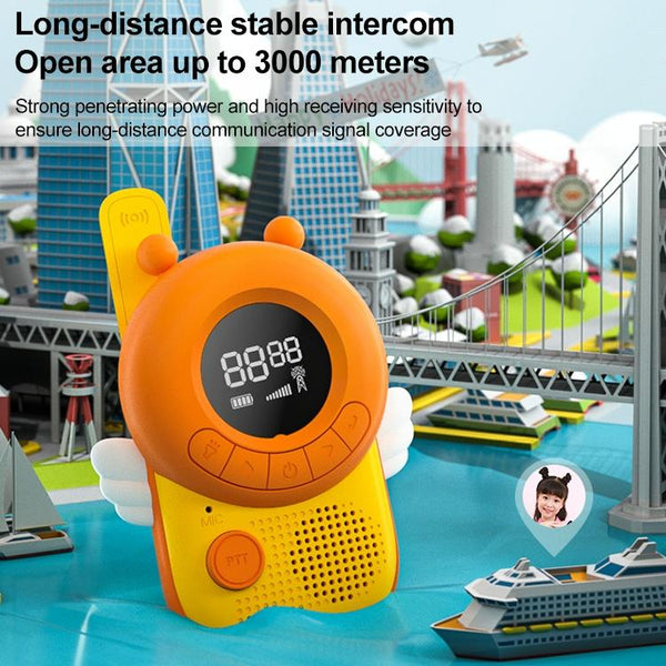 adj-847 Cartoon Bee-shaped Children Walkie-talkie Wireless 3km Call Outdoor Parent-child Interactive Toy with Flashlight & Anti-lost Lanyard (Pink)