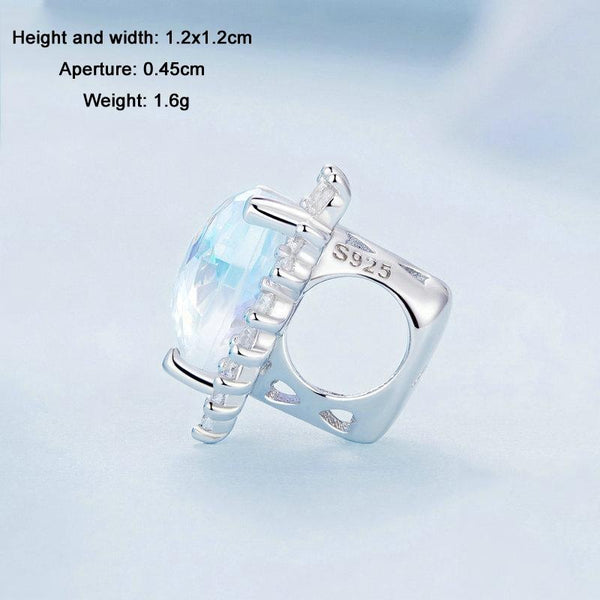 BSC737 S925 Sterling Silver Illusion Heart Charm Beads Glass Bracelet Beads