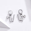 S925 Sterling Silver 26 English Letter Pendant DIY Bracelet Necklace Accessories, Style:W