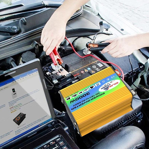 Tang I Generation 12V to 220V 3000W Modified Square Wave Intelligent Car Power Inverter with Dual USB(Yellow)