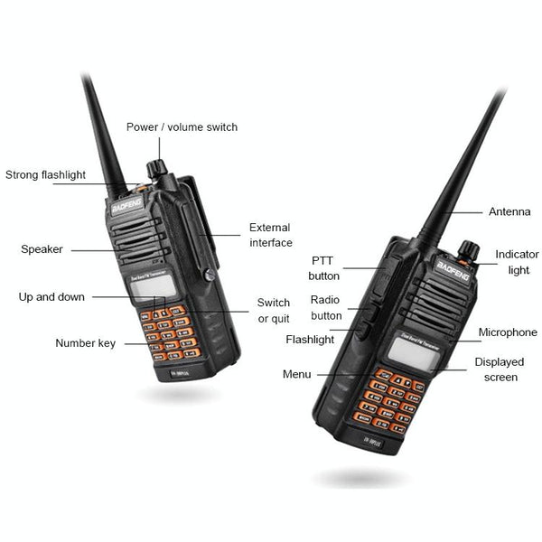 BaoFeng BF-UV9Rplus 16W Waterproof Dual Band Radio Handheld Antenna Walkie Talkie, UK Plug