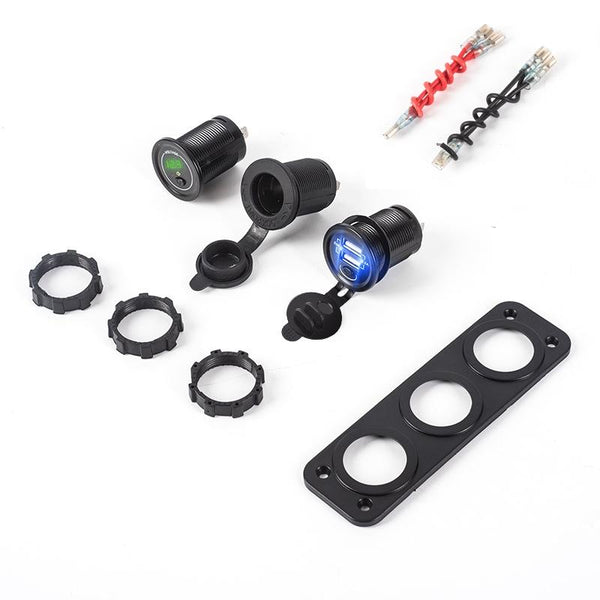 Car Mobile Phone Charger Multi-Port Fast Charging with Cigarette Lighter Multi-Function Digital Display Dual USB Car Charger(Blue Light)