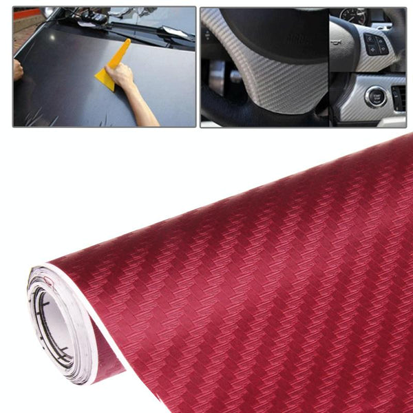 Car Decorative 3D Carbon Fiber PVC Sticker, Size: 127cm x 50cm(Red)