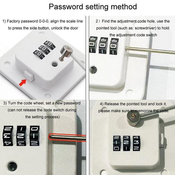 Child Safety Lock No Hole Window Limiter Refrigerator Drawer Cabinet Combination Lock, Specification: 3-bit White