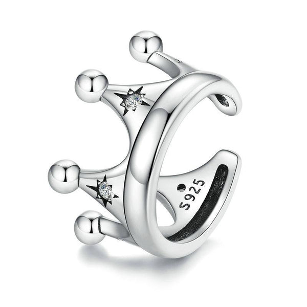 SCE1530 Sterling Silver S925 Crown Star Zircon Single Ear Cuff