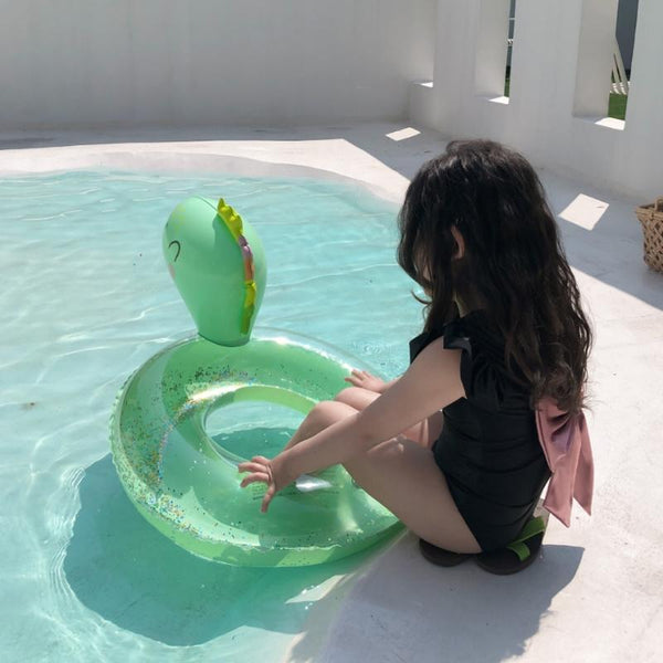Children Adult Cartoon Inflatable Swimming Ring, Pattern: Sequenant Green Dinosaur Lap