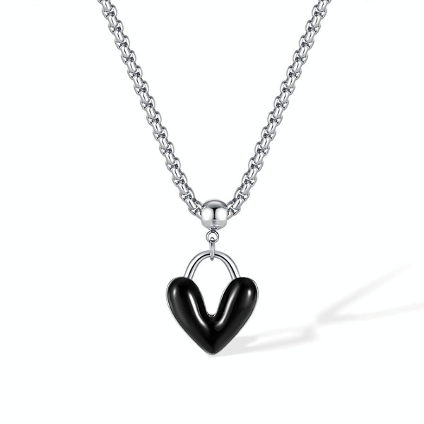 OPK GX2411 Oil Drip Love Alloy Pendant Stainless Steel Necklace