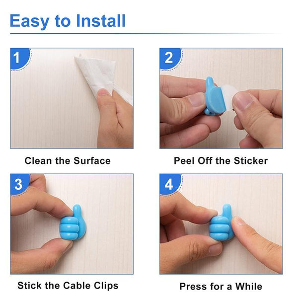 10 PCS Non-punching And Non-marking Adhesive Thumb Hook Cable Organizer(Orange)