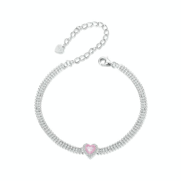 S925 Sterling Silver Plated White Gold Zirconia Ice Flower Love Bracelet(BSB167)