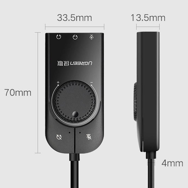 UGREEN CM109 USB to 3-ports 3.5mm Computer External Audio Card with Volume Adjustment Wheel, Length: 15cm