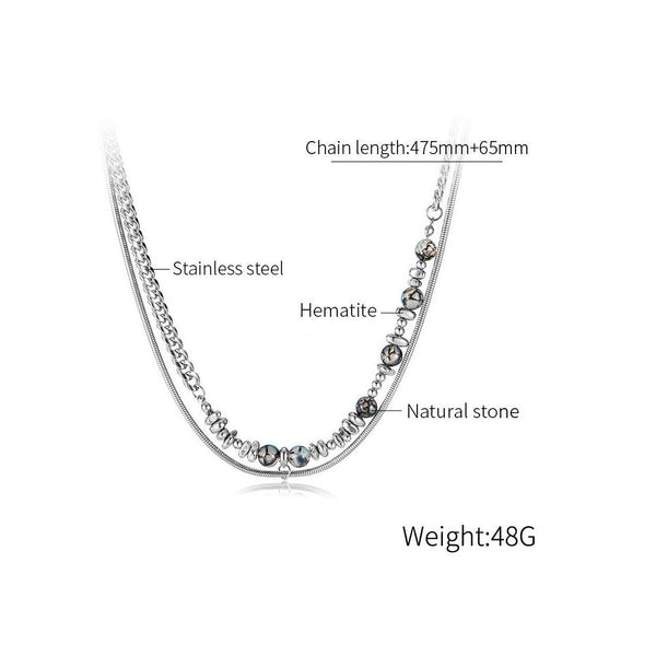 OPK GX2415 Personalized Cool Style Double Layer Necklace Stainless Steel Splicing Chain