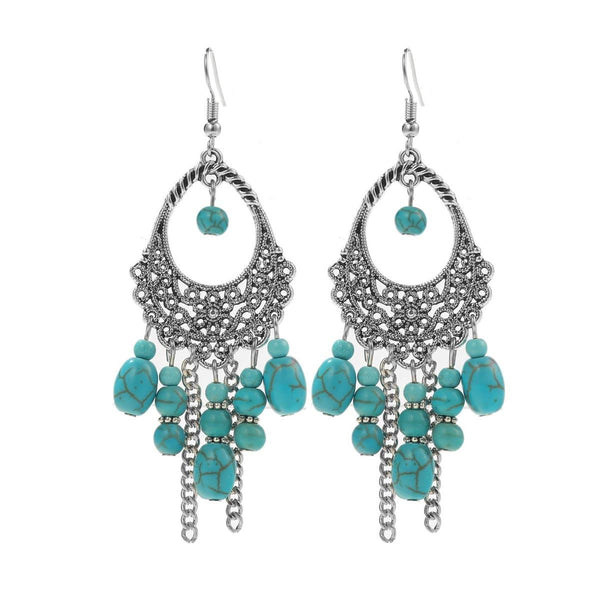 E2204-6 Turquoise Ethnic Style Earrings Temperament Simple Vintage Earrings