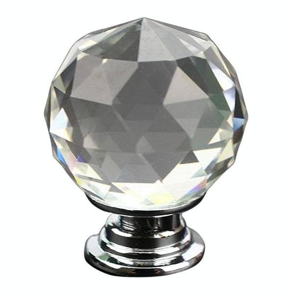 30mm K9 Plated Transparent Glass Crystal Spherical Single Hole Drawer Handle(Transparent)