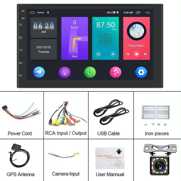 A2799 10 Inch Android WiFi 2+32G Central Control Large screen Universal Car Navigation Reversing Video Player, Style:Standard+12Lights Camera