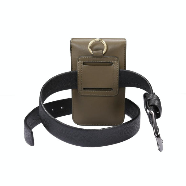 Lambskin Texture Men Phone Universal Double Lattice Waist Bag Leather Case, Size:S(Green)