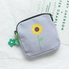 Sanitary Napkin Storage Bag Large Capacity Little Bag Canvas Simple Short Wallet(Light Purple)