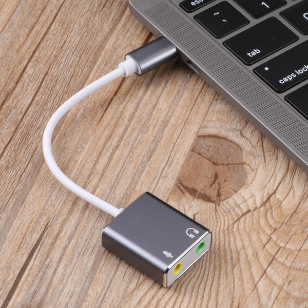 USB-C / Type-C to Jack 3.5mm Earphone Microphone Sound Card(Grey)