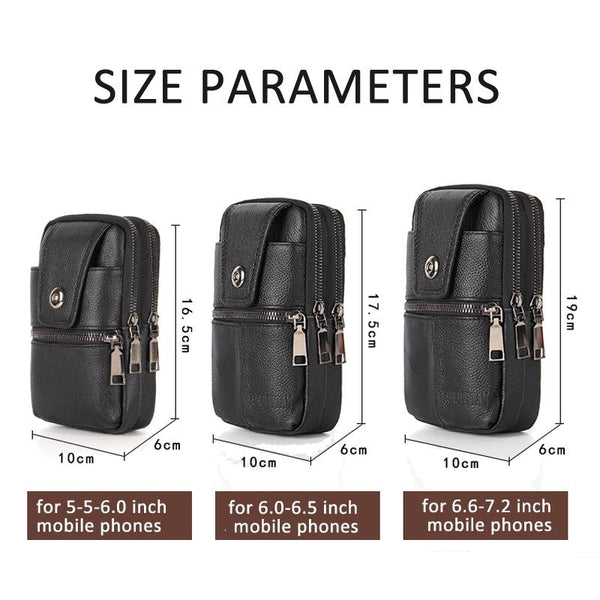 KUNQITIAN Mobile Phone Waist Bag Belt Leather Case With Shoulder Strap, Size: L(Brown Yellow)