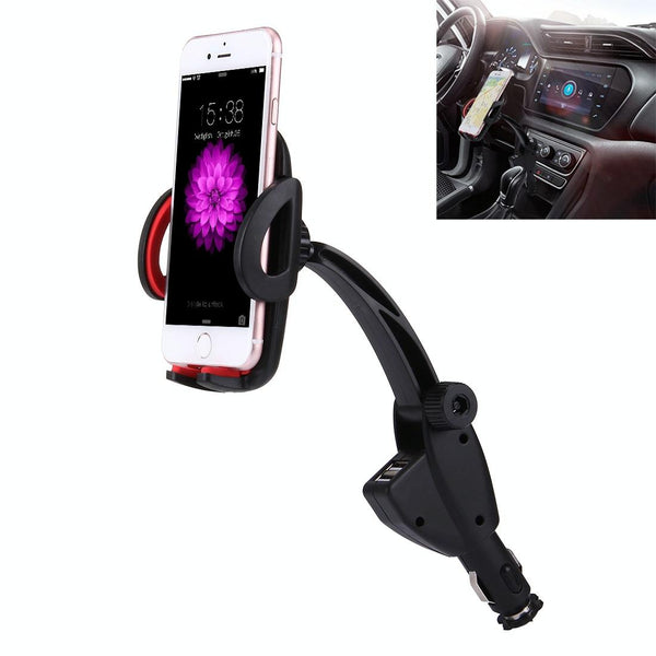 HC006 2 in 1 Car Charger & 360 Rotation Holder, For iPhone, Galaxy, Huawei, Xiaomi, LG, HTC and other Smartphones of width 47-92mm Smartphone(Red)