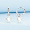 BSE760 Sterling Silver S925 Butterfly Shell Beads White Gold Plated Zirconia Earrings