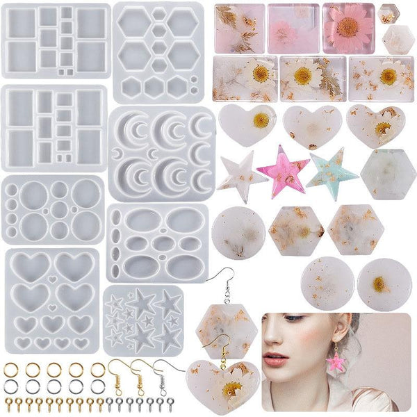 DIY Epoxy Resin Three-Dimensional Geometric Pendant Earring Silicone Mold, Spec: Heart