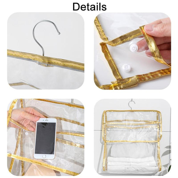Home Wall Mounted Transparent Underwear Storage Bag, Color: Golden Edge (Large)