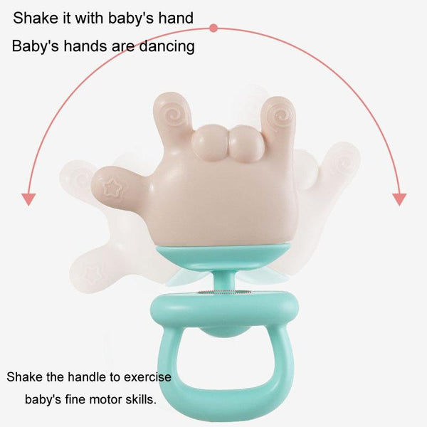 Baby Rattle Teether Soothing Teething Stick Anti-Eating Silicone Toy, Color: Yeah Gesture Cyan