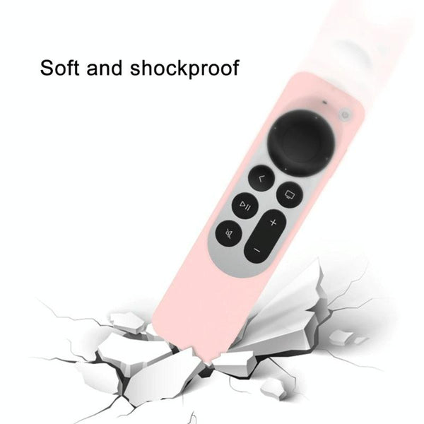 Silicone Protective Case Cover with Rope For Apple TV 4K 4th Siri Remote Controller(White)