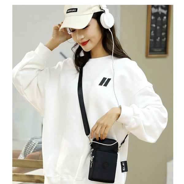 Crossbody Mobile Phone Bag Vertical Wallet Arm Bag With Headphone Hole(Wine Red)