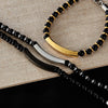 OPK GS1552 Stainless Steel Onyx Beaded Bracelet, Color: Black