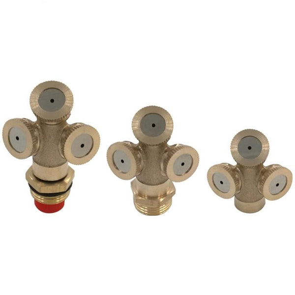1/2 Points Outer Thread Copper Three Hole Agricultural Sprayer Horticulture Seedling Irrigation Dust Removal Cooling Fogging Nozzle