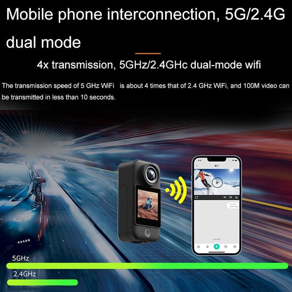 4K/30FPS 5G/2.4G HD Night Video Outdoor Waterproof Riding Record Thumb Camera, Spec: Battery Black