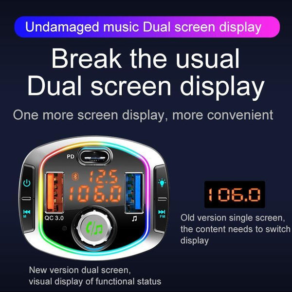 BC63 Colorful Car Card MP3 Player Multifunctional Bluetooth Receiver U Disk Charger Car Cigarette Lighter
