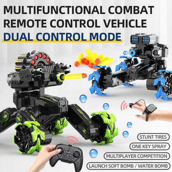 DM-518 Four-wheel Battle Blooming Tire Spray Remote Control Car, Specification:Single Control Soft Bomb(Blue)