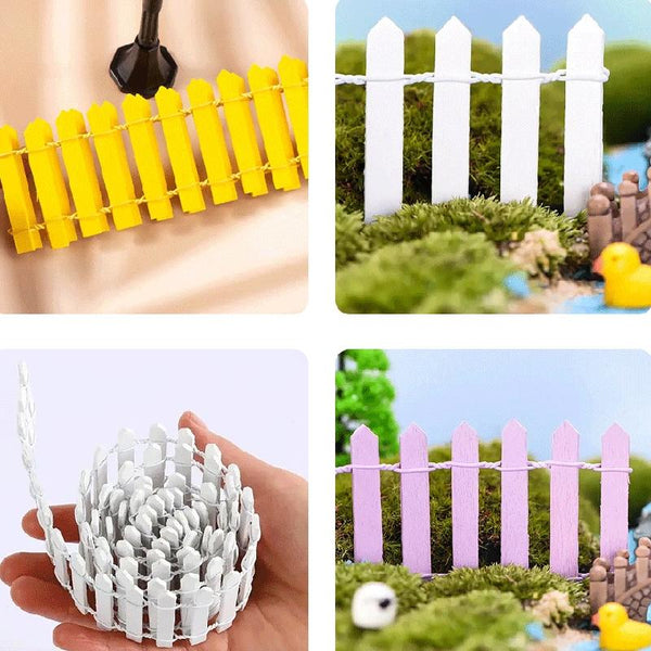 90cm Miniature Wooden Fence DIY Fairy Garden Mini Landscape Ornament(White)