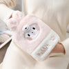 1L Hot Water Bag Dual Hands Plush Cute Hand Warmer, Style: Pink Bunny