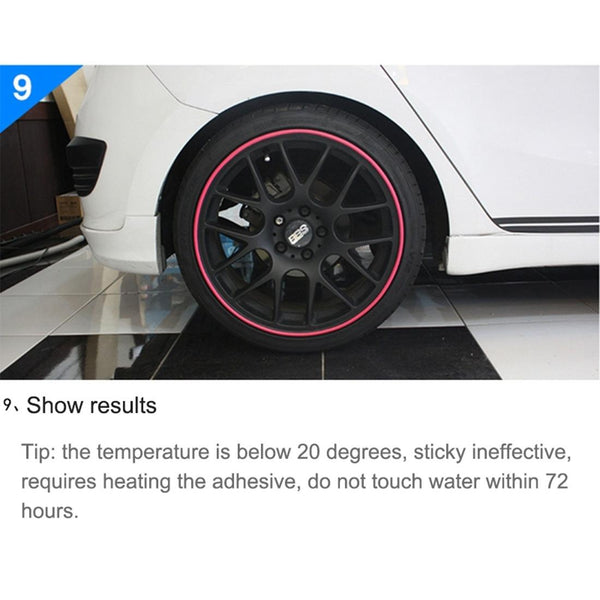 Universal Decorative Scratchproof Stickup 8M Flexible Car Wheel Hub TRIM Mouldings Shining Decoration Strip(Red)