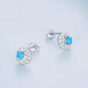 BSE746 Sterling Silver S925 White Gold Plated Zirconia Opal Star and Moon Earrings