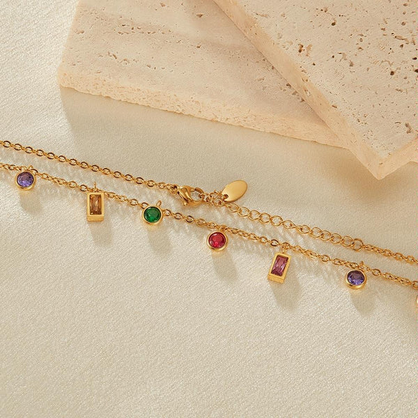 OPK GX2429 Colorful Dopamine Zirconia Small Accessories Stainless Steel Collarbone Chain